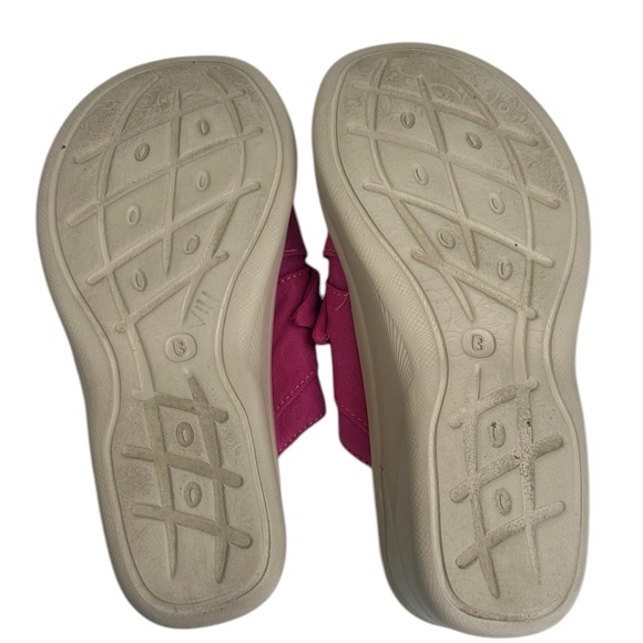 Bzees LifeStride Women SZ 7.5W Pink Cheetah Knotted Smile Slip On Wedge Sandals - Picture 8 of 10